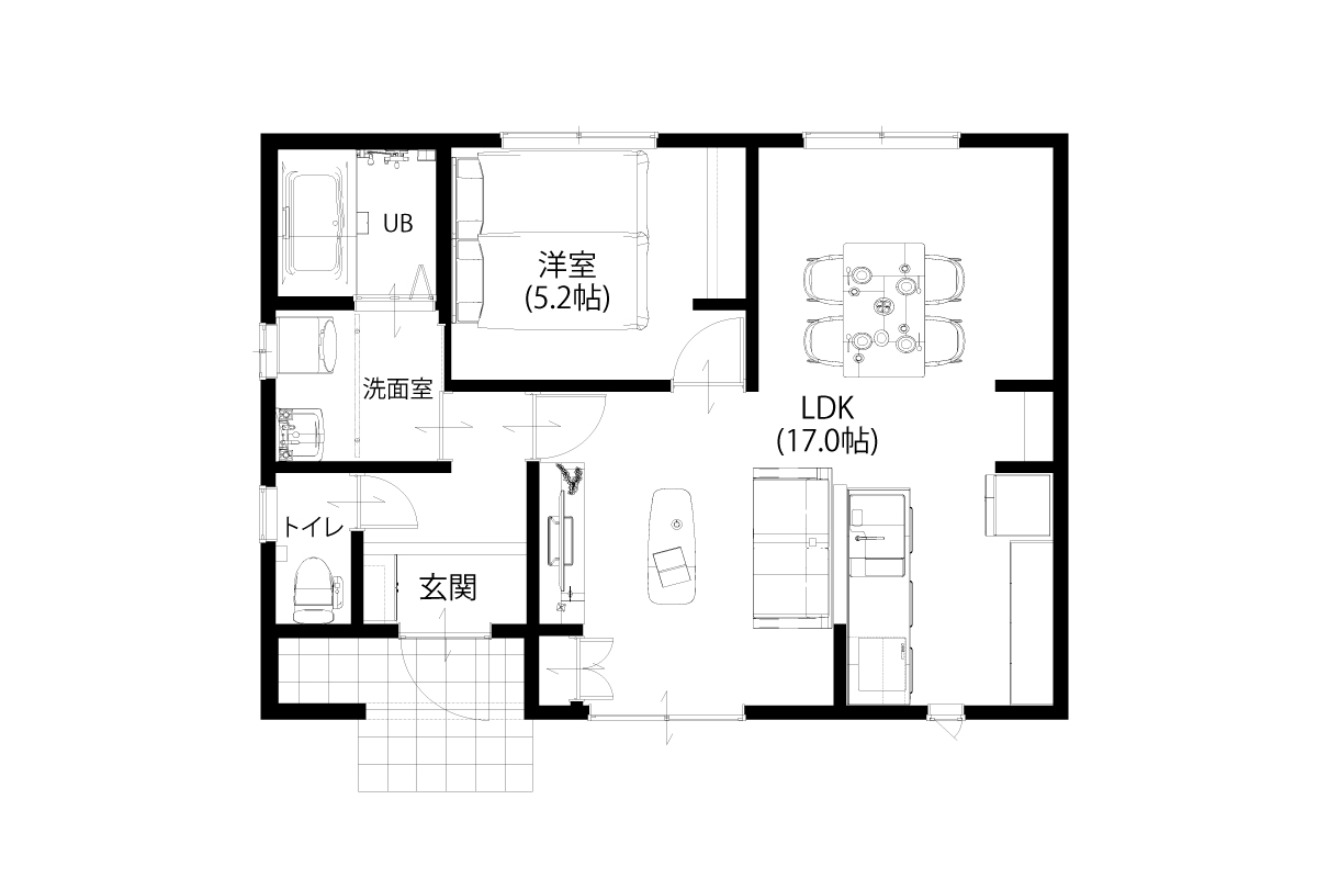 コンパクト平屋 間取り図