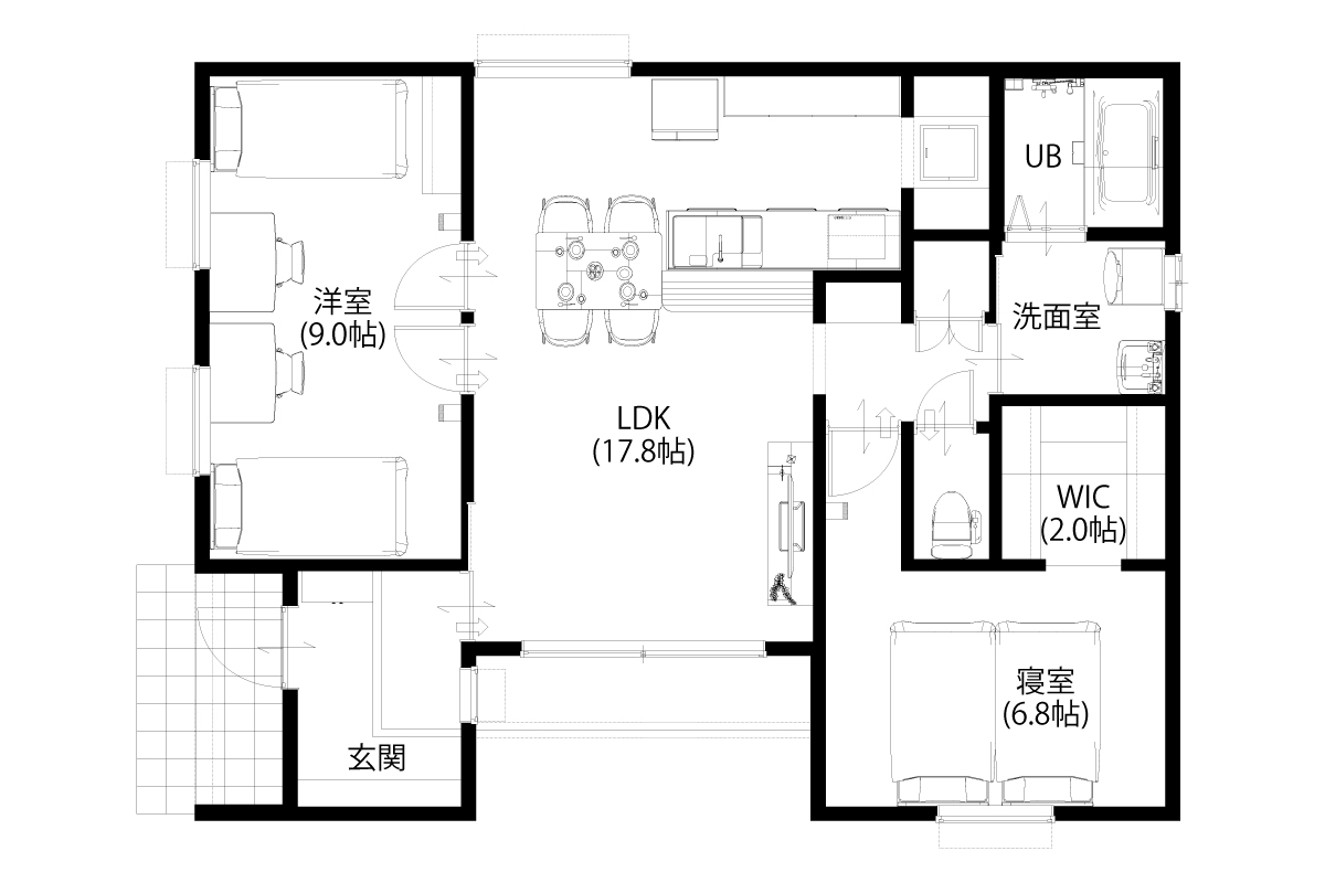 スタンダード平屋 間取り図